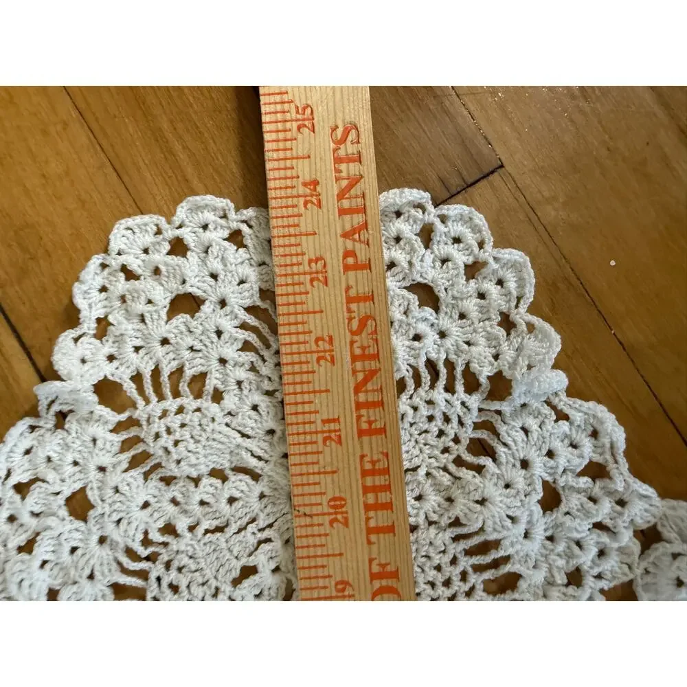 Handmade‎ white crochet snowflake doily 24x24